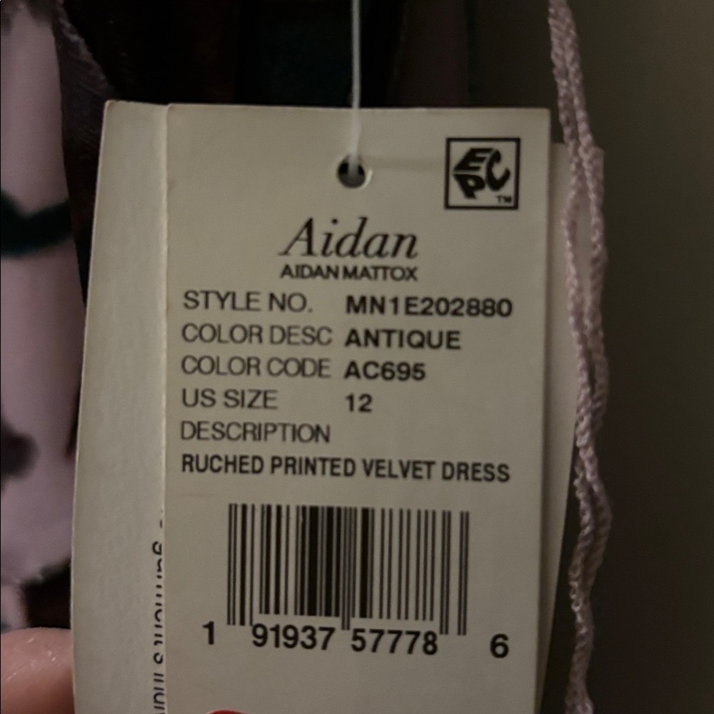 BNWT Aidan mattox ruched printed velvet dress - Picture 4 of 11